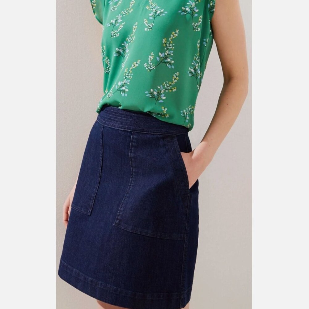NWT Ann Taylor LOFT Denim Pocket Shift Mini Skirt Dark Rinse Size 0